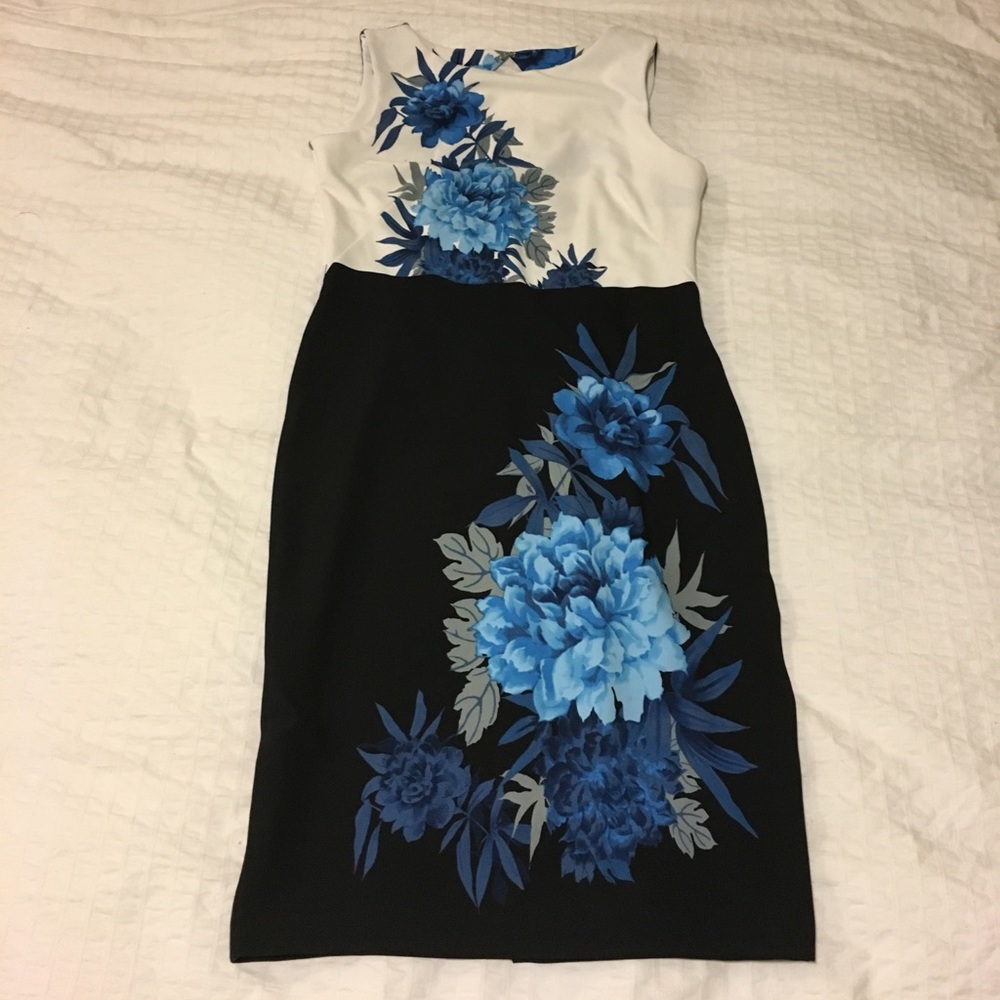 Gabby Skye Black blue floral Dress size 12
